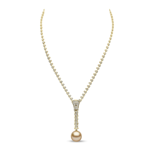 Ожерелье Zyyp из желтого золота 18 карат с жемчугом Южного моря и бриллиантами