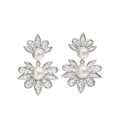 Серьги из белого золота с белыми бриллиантами