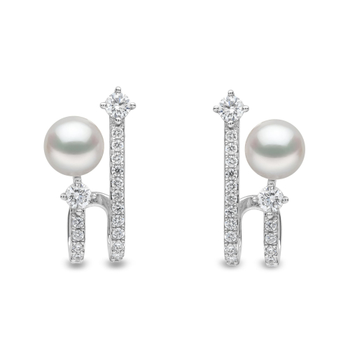 Серьги Baby Glitz 18K Akoya Gold Pearl and Spiral Diamond