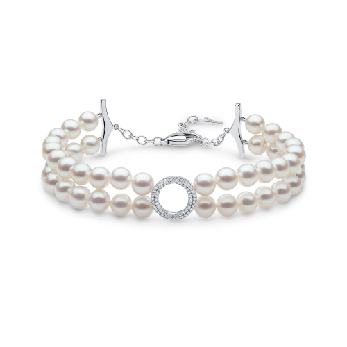 Браслет O by Yoko из 18-каратного белого золота с пресноводным жемчугом и бриллиантовой застежкой