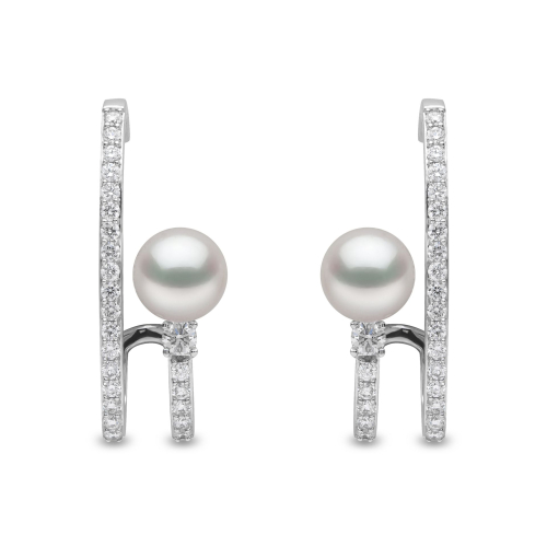 Серьги-манжеты Baby Glitz из 18-каратного золота с жемчугом Акойя и спиралью с бриллиантами