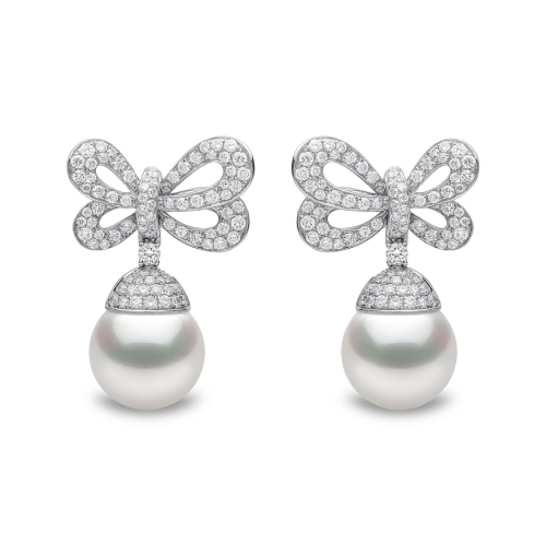 Серьги Duchess из 18-каратного золота с жемчугом и бриллиантами в виде банта