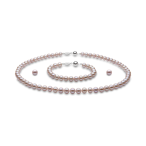 Классическое розовое ожерелье из пресноводного жемчуга, браслет и серьги в 18-каратном золоте