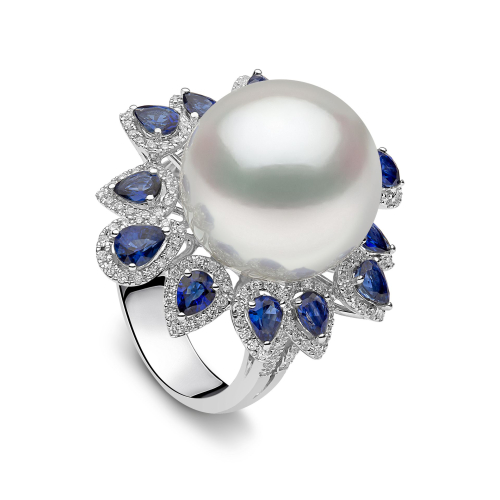 Кольцо Ophelia из 18-каратного золота с жемчугом Южного моря, сапфиром и бриллиантами