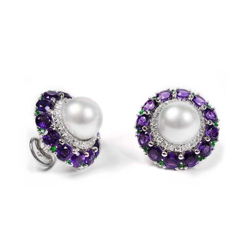 Серьги из белого золота с белыми бриллиантами