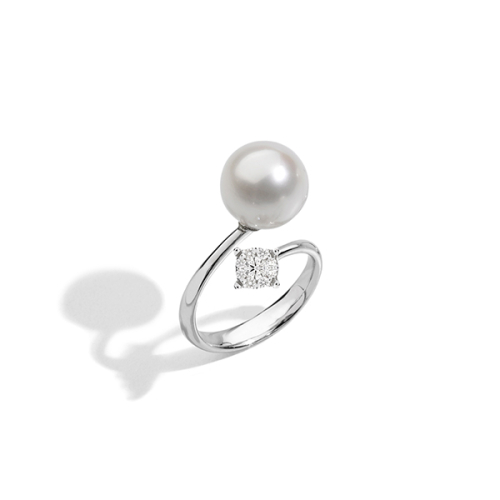 Кольцо из белого золота с белыми бриллиантами