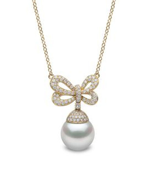Подвеска Duchess с бантом из 18-каратного золота с жемчугом и бриллиантами