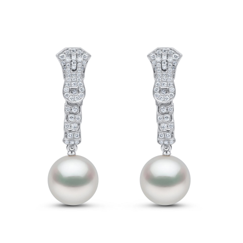 Серьги Zyyp из белого золота 18 карат с жемчугом Южного моря и бриллиантами