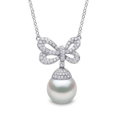 Подвеска Duchess с бантом из 18-каратного золота с жемчугом и бриллиантами