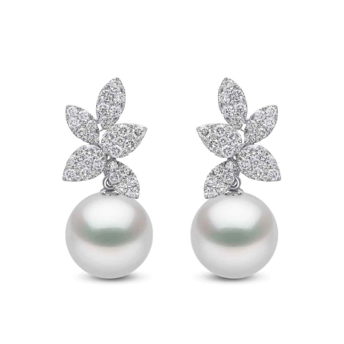 Серьги из 18-каратного золота с пресноводным жемчугом и бриллиантами