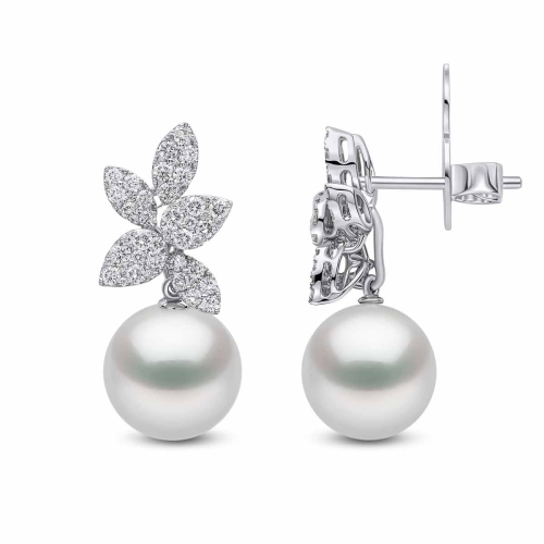 Серьги из 18-каратного золота с пресноводным жемчугом и бриллиантами