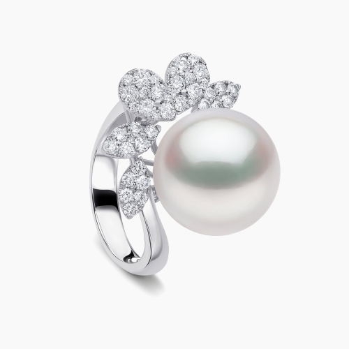 Кольцо Duchess из 18-каратного золота с жемчугом Южного моря и бриллиантами