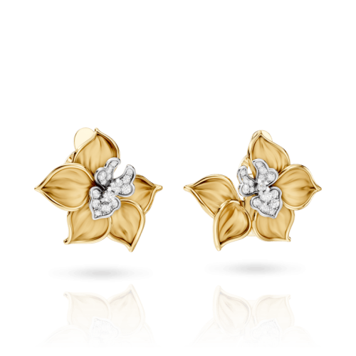 Серьги Orquideas Maxi из белого и желтого золота 18К с бриллиантами