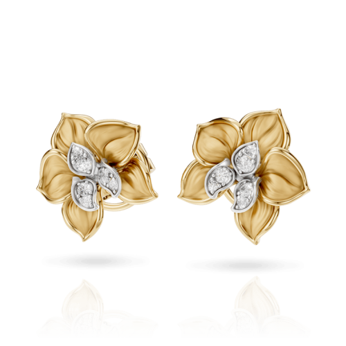 Серьги Orquideas Mini из белого и желтого золота 18К с бриллиантами