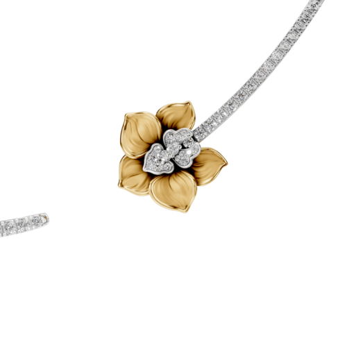 Колье Orquideas Maxi из белого и желтого золота 18К с бриллиантами