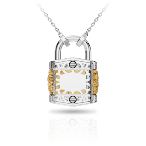 Подвеска Lock Couple из белого и желтого золота 18К с бриллиантами