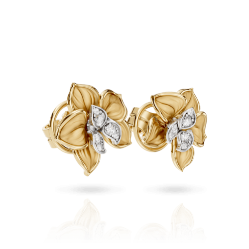 Серьги Orquideas Mini из белого и желтого золота 18К с бриллиантами