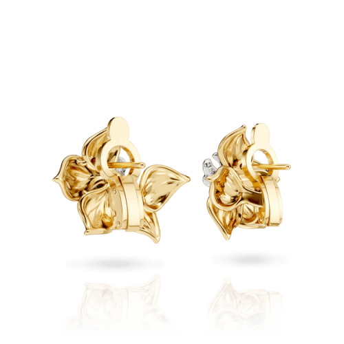Серьги Orquideas Maxi из белого и желтого золота 18К с бриллиантами
