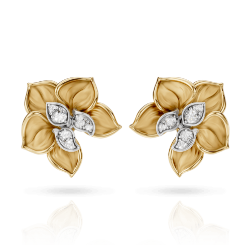 Серьги Orquideas Mini из белого и желтого золота 18К с бриллиантами