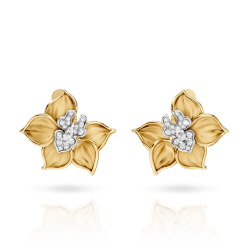 Серьги Orquideas Maxi из белого и желтого золота 18К с бриллиантами