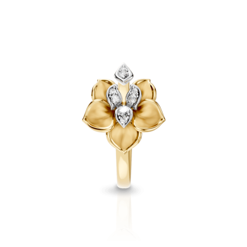 Кольцо Orquideas Mini из белого и желтого золота 18К с бриллиантами