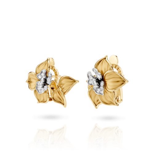 Серьги Orquideas Maxi из белого и желтого золота 18К с бриллиантами