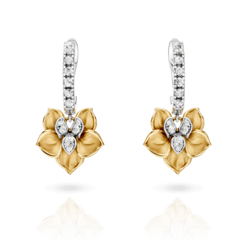 Серьги Orquideas Long из белого и желтого золота 18К с бриллиантами