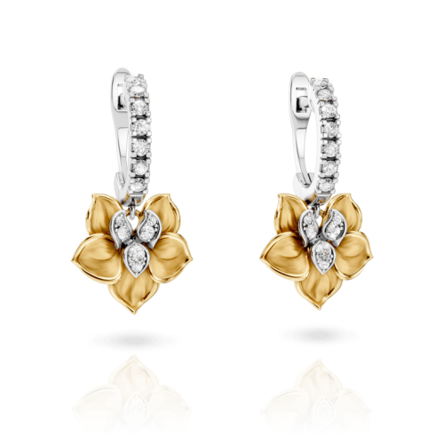 Серьги Orquideas Long из белого и желтого золота 18К с бриллиантами