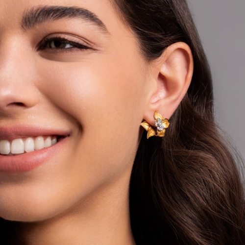 Серьги Orquideas Maxi из белого и желтого золота 18К с бриллиантами
