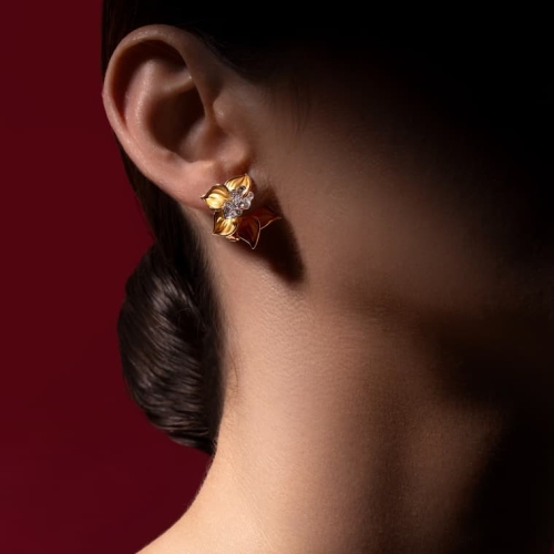 Серьги Orquideas Maxi из белого и желтого золота 18К с бриллиантами