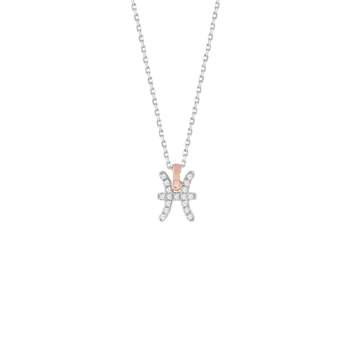 Колье «Рыбы» из белого и розового золота с бриллиантами