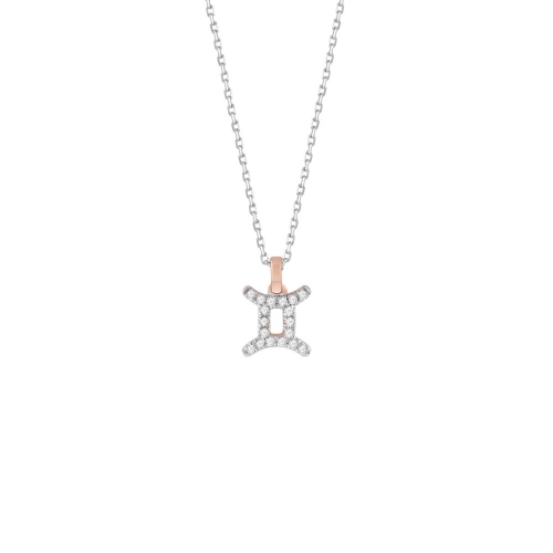 Колье «Близнецы» из белого и розового золота с бриллиантами