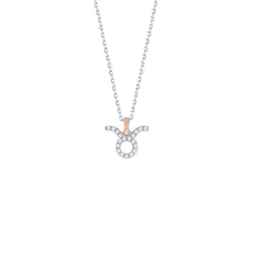 Колье «Телец» из белого и розового золота с бриллиантами