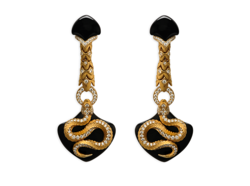 Серьги MYTHOLOGY SNAKE LONG ONYX