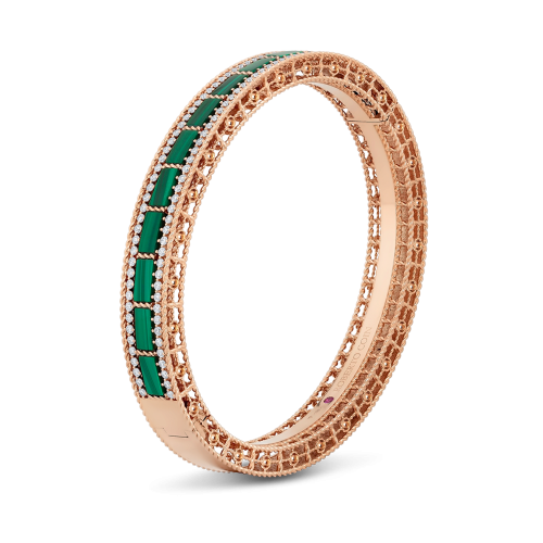 Браслет Art Deco из розового золота 18 карат с малахитом и бриллиантами