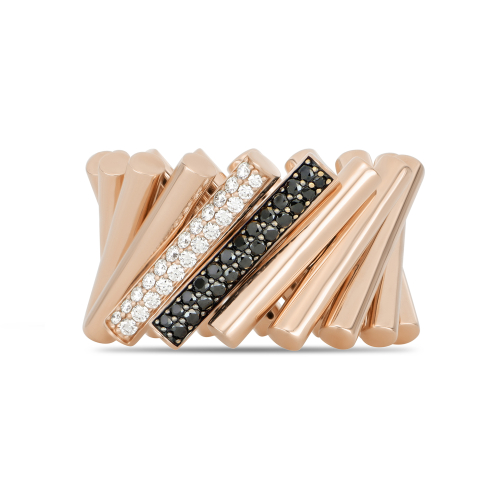 Кольцо Domino из розового золота 18 карат с чёрными и бесцветными бриллиантами