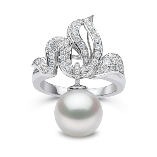 Кольцо Duchess из 18-каратного золота с подвесным жемчугом и бриллиантами Fervour