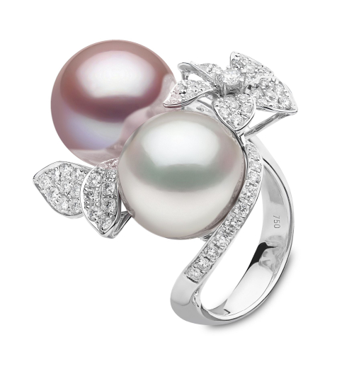 Кольцо Contessa из 18-каратного белого золота с розовым пресноводным жемчугом и бриллиантами