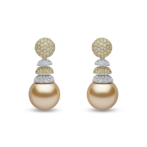 Серьги Honey Comb Sunrise из 18-каратного золота с жемчугом Южного моря и бриллиантами