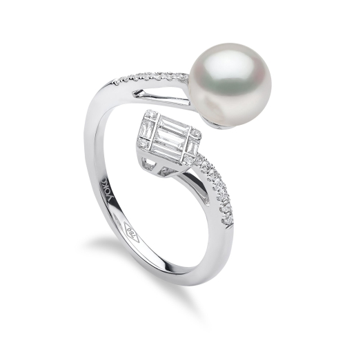 Кольцо Starlight из 18-каратного золота с жемчугом Акойя и бриллиантами