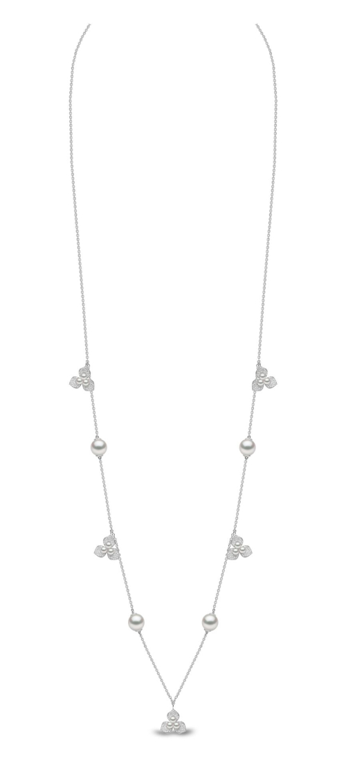 Цветочное ожерелье  Petal из 18-каратного золота с жемчугом и несколькими бриллиантами 