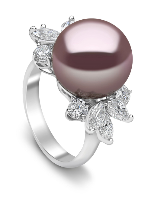 Кольцо Contessa из 18-каратного белого золота с розовым пресноводным жемчугом и бриллиантами