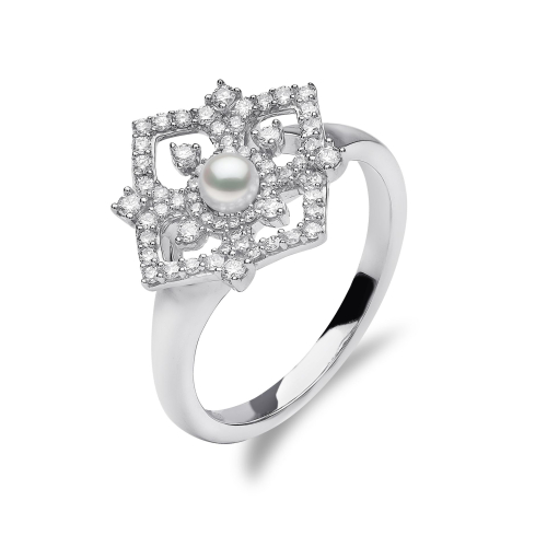 Кольцо Petal Bloom из 18-каратного золота с жемчугом и бриллиантами