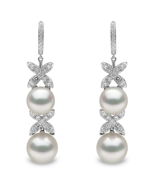 Серьги Starlight из 18-каратного золота с жемчугом Южного моря и цветочным мотивом с бриллиантами