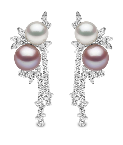 Серьги Contessa из 18-каратного белого золота с розовым и пресноводным жемчугом и бриллиантами