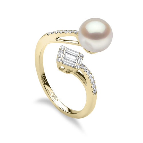 Кольцо Starlight из 18-каратного золота с жемчугом Акойя и бриллиантами