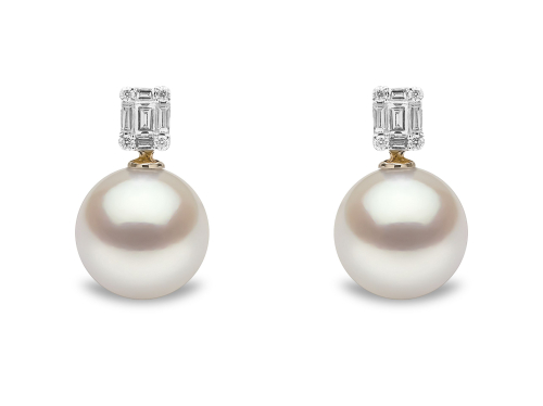 Мини-серьги Skyline Starlight из желтого золота 18 карат с жемчугом Южного моря и бриллиантами