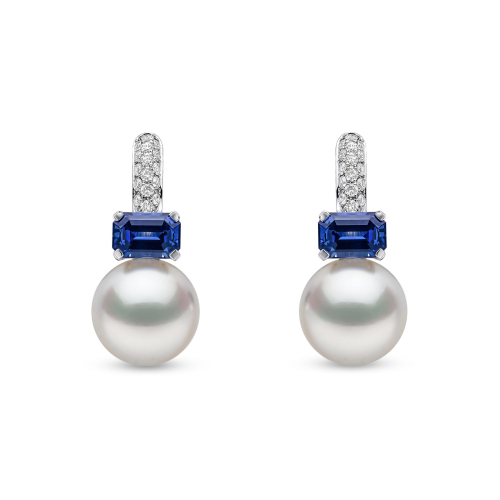 Серьги Ophelia из 18-каратного золота с жемчугом и бриллиантами-сапфирами