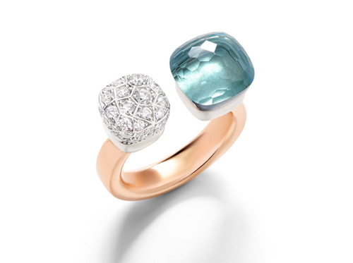 Кольцо с небесно-голубым топазом NUDO